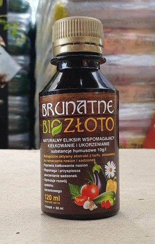 Brunatne BIO Złoto BIOSTYMULATOR 120ml koncentrat aktywator wzrostu roślin BIOZŁOTO biozłoto bio-złoto bez pipety