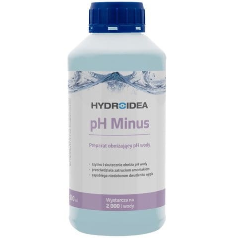 HydroIdea pH MINUS 500ml - 2000L preparat obniżający pH kwasowość wody OCZKO WODNE staw zbiornik wodny HYDROIDEA Hydro Idea