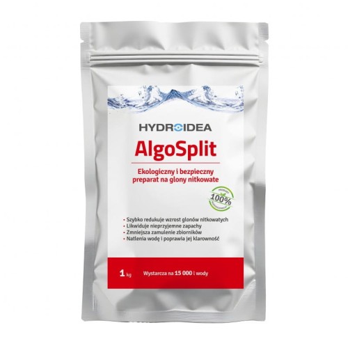 ALGO-SPLIT likwidacja GLONÓW NITKOWATYCH i NATLENIANIE wody 1kg na 30m3 OCZKO WODNE, STAW KĄPIELOWY, zbiornik wodny zarybiony AlgoSplit HYDROIDEA
