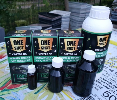 One Shot OneShot preparat koncentrat oprysk na komary muchy osy kleszcze silny mocny sklep ogrodniczy kwiateo_pl ogrodnik poleca www_kwiateo_pl wszystkie wielkości obok siebie.jpg