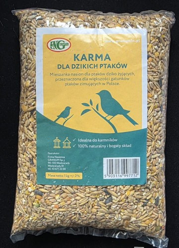 karma dla dzikich ptaków ze słonecznikiem nasiona dla ptaków nasiona 1kg nasion karma dla ptaszków zimujących w Polsce naturalny pastewny odżywczy jadalny skład sklep ogrodniczy kwiateo.jpg
