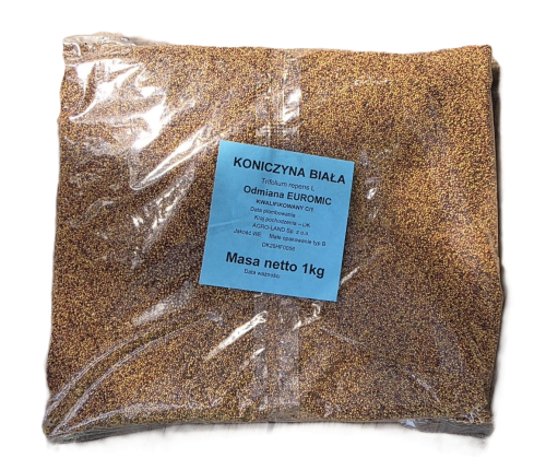 Mikrokoniczyna Euromic 1kg Agro-Land sklep ogrodniczy Kwiateo 2026 drobnolistkowa koniczyna biała niska czysta wsiewka do trawnika lub samodzielna monokultura wysoka jakość cena.png