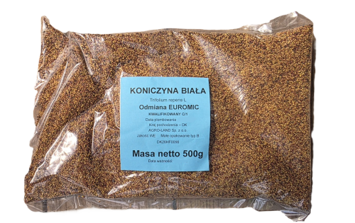 KONICZYNA BIAŁA DROBNA 'Euromic' 500g sama czysta nasiona wsiewka w trawę do trawnika na łąkę kwietną zadarnia trawnik mikrokoniczyna samonawożąca niska drobnolistkowa