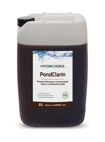 POND-CLARIN do KLAROWANIA mętnej zazieleniałej wody PRZEJRZYSTA woda 25L na 500m3 STAW KĄPIELOWY ryby jezioro PondClarin HydroIdea Hydro Idea