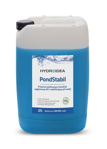 POND-STABIL podnosi TWARDOŚĆ WĘGLANOWĄ KH i stabilizuje pH wody 25L na 500m3 STAW KĄPIELOWY rybny jezioro PondStabil HydroIdea Hydro Idea