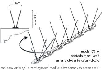 Kolce ECOPIC E5A Ochrona Przed Ptakami - Szerokość Chroniona: 3-9cm
