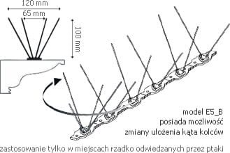 Kolce ECOPIC E5B Ochrona Przed Ptakami - Szerokość Chroniona: 3-15cm