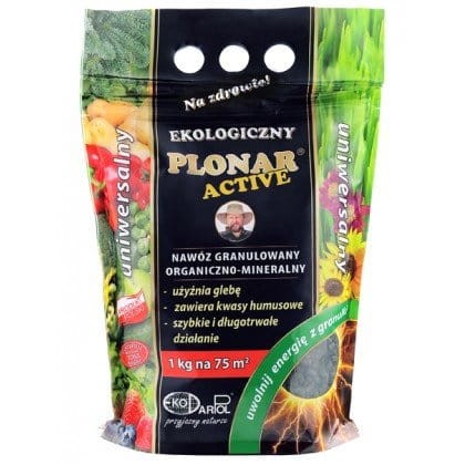 PLONAR ACTIVE UNIWERSALNY 1kg na 75m2 granulowany ekologiczny użyźniacz podłoża gleby sypki zastępuje obornik