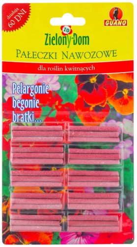 ZD PAŁECZKI NAWOZOWE do roślin KWITNĄCYCH pelargonia begonia bratki Zielony Dom z guano